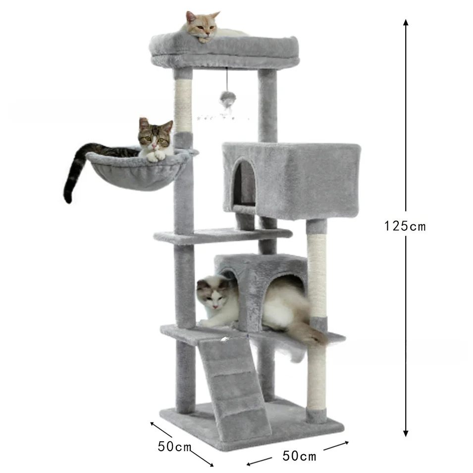 Large Cat Tree for Indoor Tall Tower for Cat Multi-Level Plush with Natural Sisal Scratching Post Condos Perches Hammock - Image 8