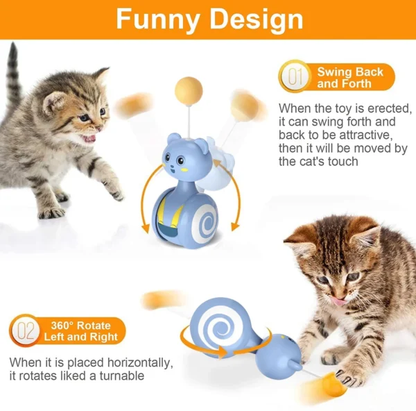 Cat Interactive Feather Toys Pet Bumbler Funny Toy Interactive Cats Toys Cat Rolling Teaser Feather Wand Toys Rotating Ball - Image 2