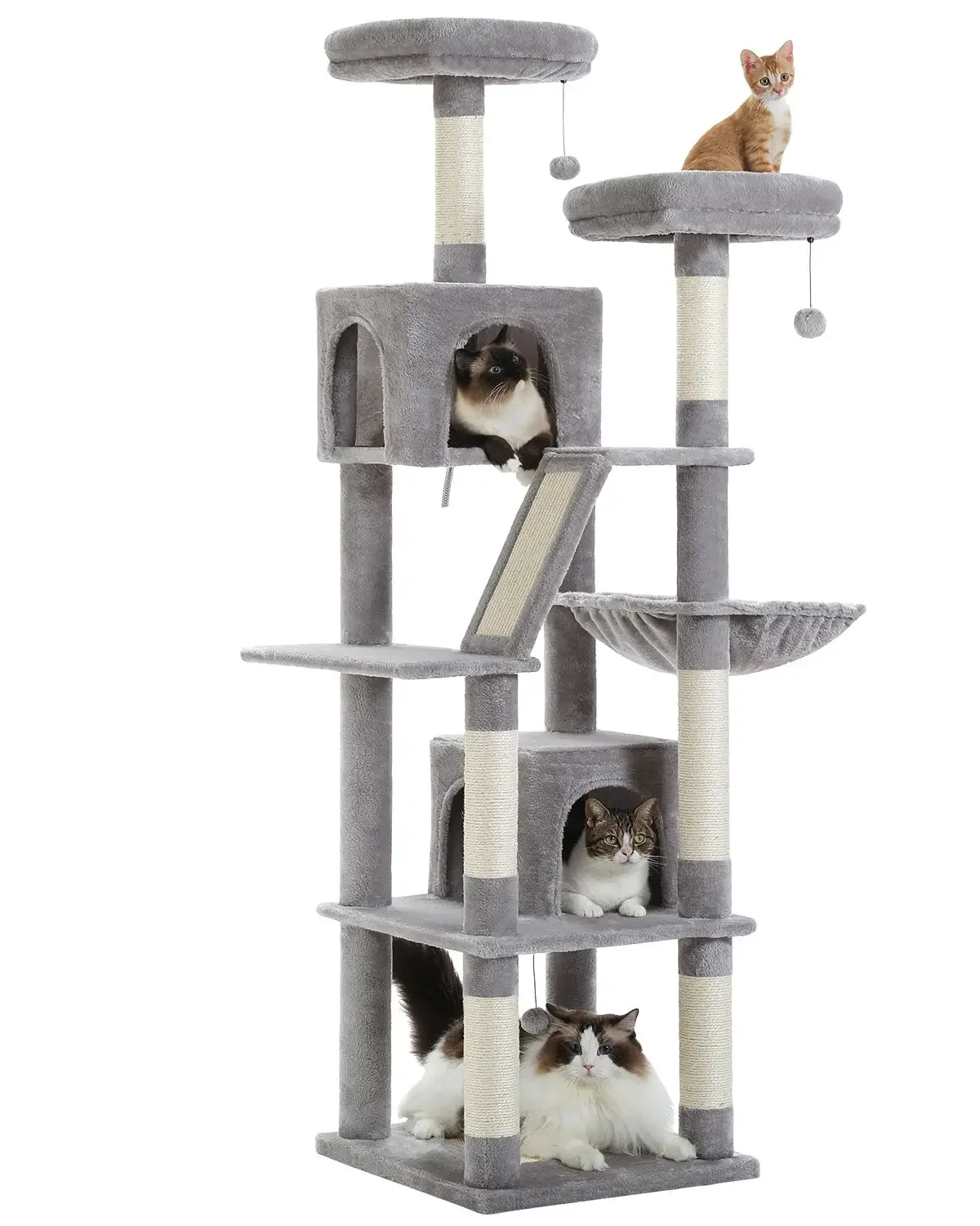 Large Cat Tree for Indoor Tall Tower for Cat Multi-Level Plush with Natural Sisal Scratching Post Condos Perches Hammock - Image 16