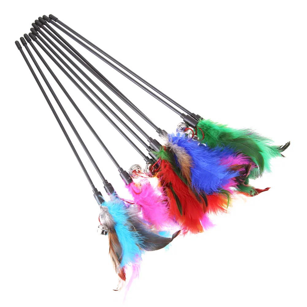 5/10 Pcs Cat Toys Random Color Cat Stick Feather Cat Toy with Small Bell Kitten Cat Interactive Toys Cat Supplies Pet Products - Image 3