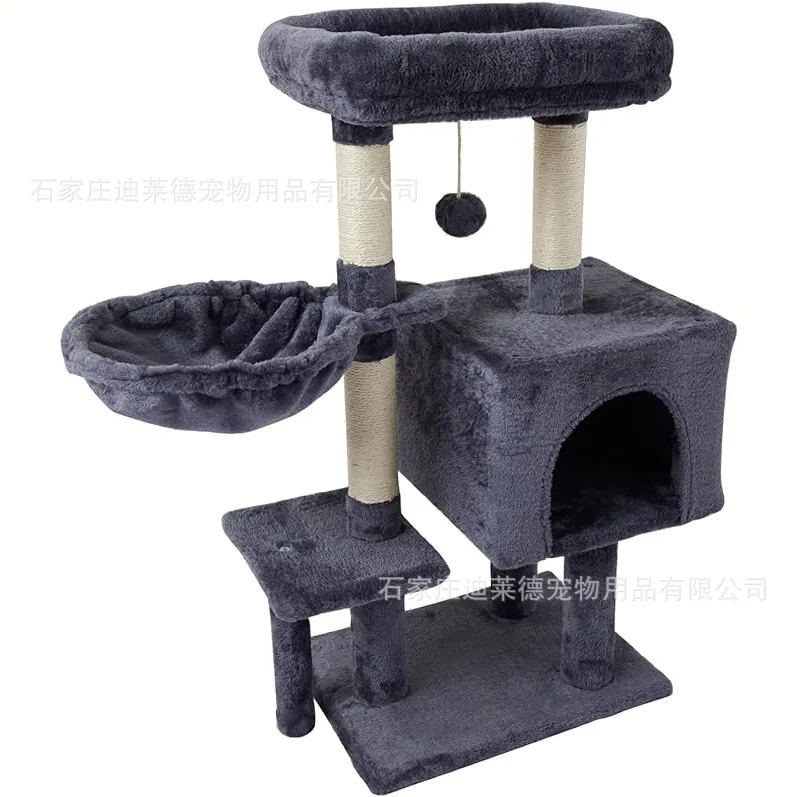 Large Cat Tree for Indoor Tall Tower for Cat Multi-Level Plush with Natural Sisal Scratching Post Condos Perches Hammock - Image 7